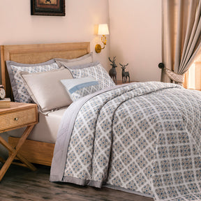 Exotic Heritage Finest Retro Blue 8PC Quilt/Quilted Bed Cover Set