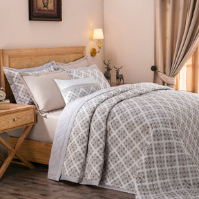 Exotic Heritage Finest Retro Neutral 8PC Quilt/Quilted Bed Cover Set
