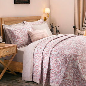 Exotic Heritage Modern Paisely Red 8PC Quilt/Quilted Bed Cover Set