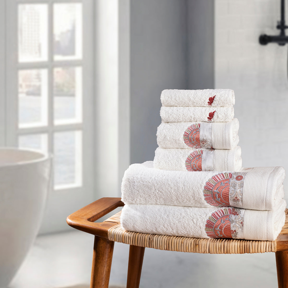 Exotic Heritage Classic Arch Anti-Bacterial, Anti-Fungal and Odour Resistant Towel Set 70X140 Red