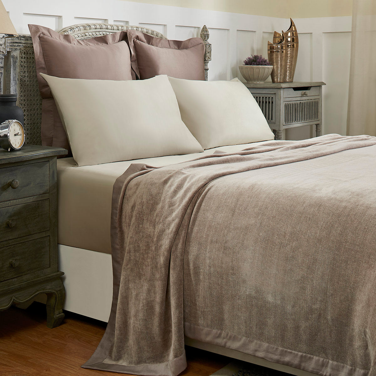 Medieval Revival Quaint Chenille 100 % Cotton Ultra Luxurious Grey Blanket