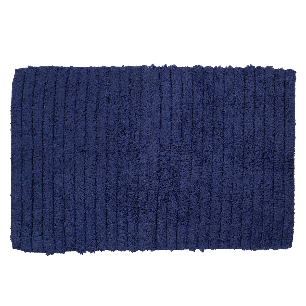 Corded Stripe Anti Skid Solid Navy Bath Mat