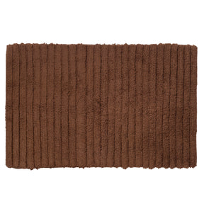 Corded Stripe Anti Skid Solid Nurture Brown Bath Mat