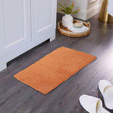 Corded Stripe Anti Skid Solid Burnt Bath Mat