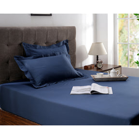 Clemonte Self Jacquard 100% Cotton Steller Blue Bed Sheet