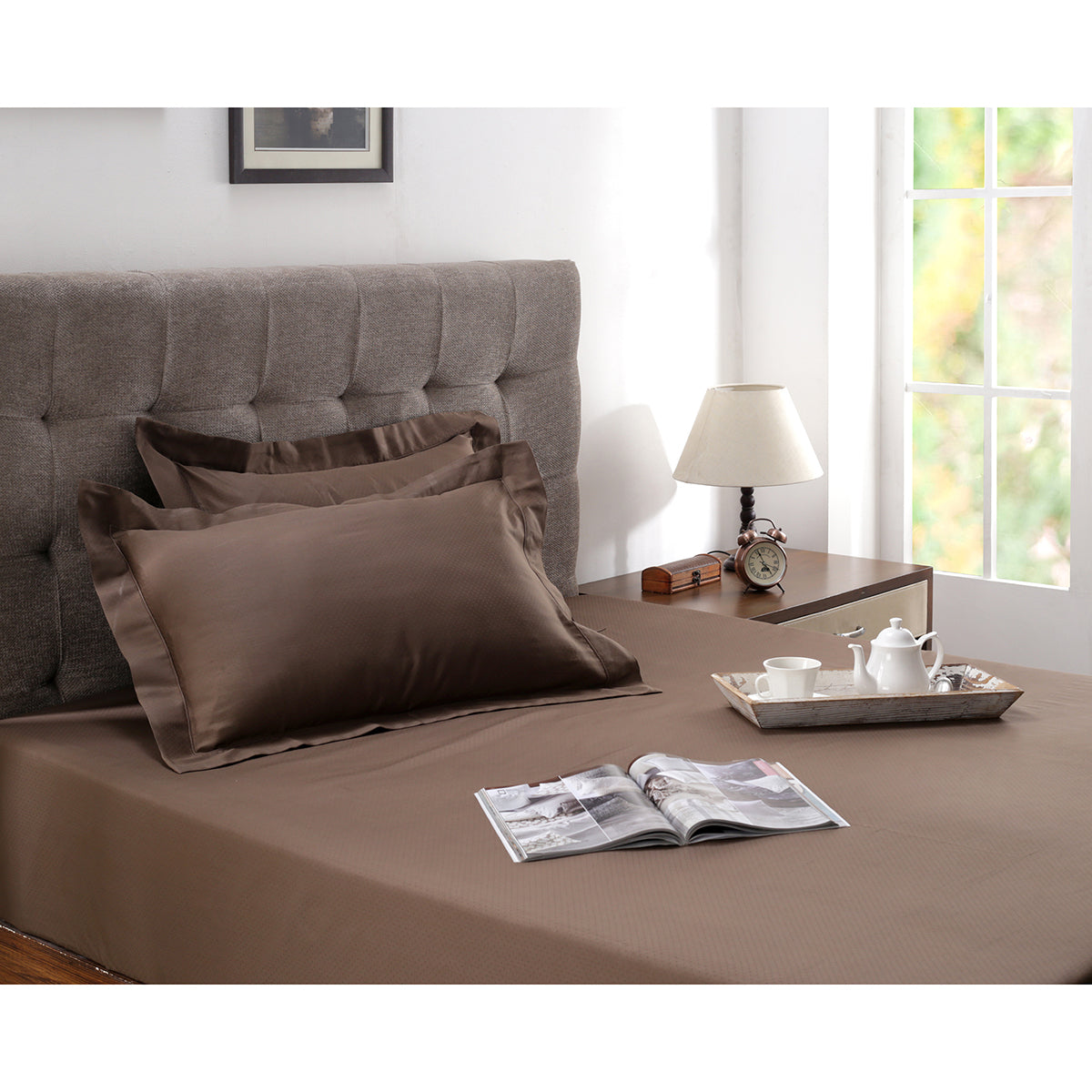 Clemonte Self Jacquard 100% Cotton Chocolate Chip Bed Sheet