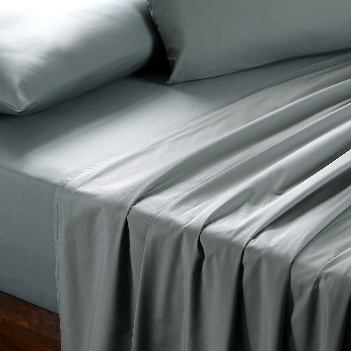 Slumber Plain Easy Care Percale 100% Cotton Steel Grey Crisp Bed Sheet