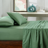 Viola Plain 100% Cotton Sateen Basil Bed Sheet