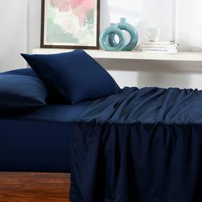 Viola Plain 100% Cotton Sateen Indigo Bed Sheet