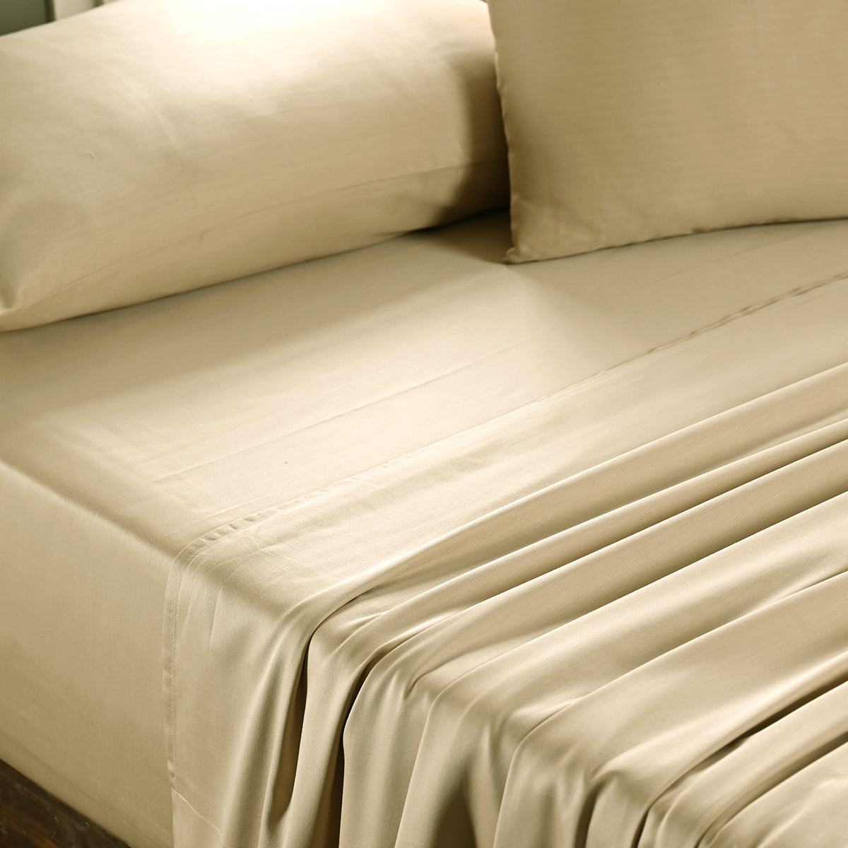 Viola Plain 100% Cotton Sateen Marzipan Bed Sheet