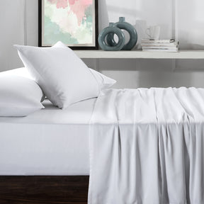 Viola Plain 100% Cotton Sateen White Bed Sheet