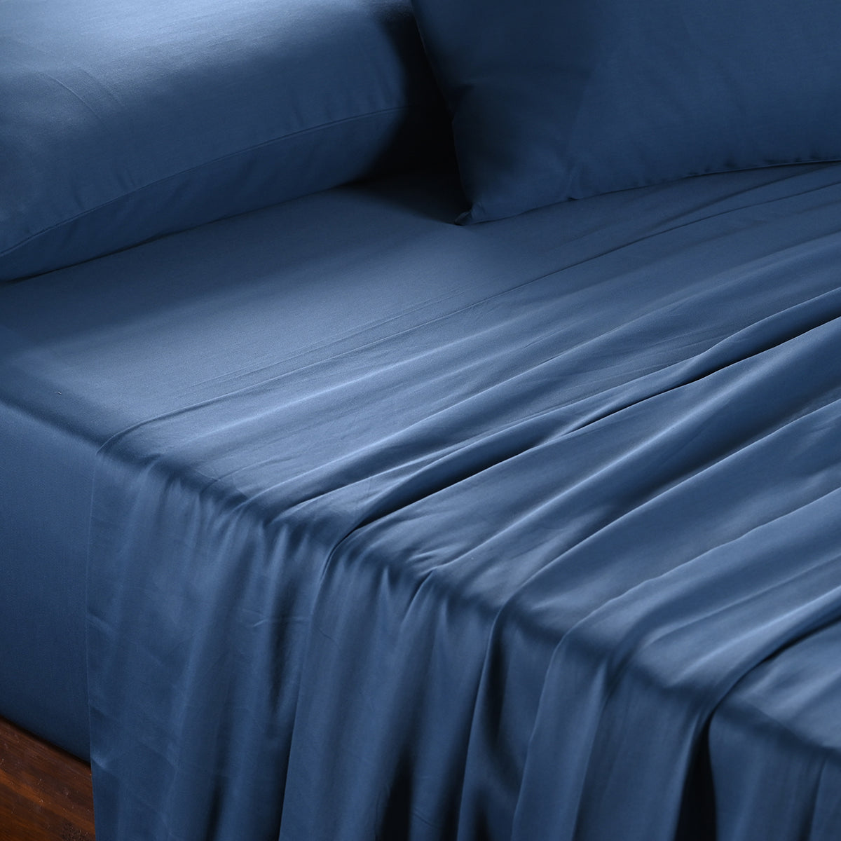 Viola Plain 100% Cotton Sateen Wedge Wood Blue Bed Sheet