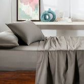 Viola Plain 100% Cotton Sateen Grey Marble Bed Sheet