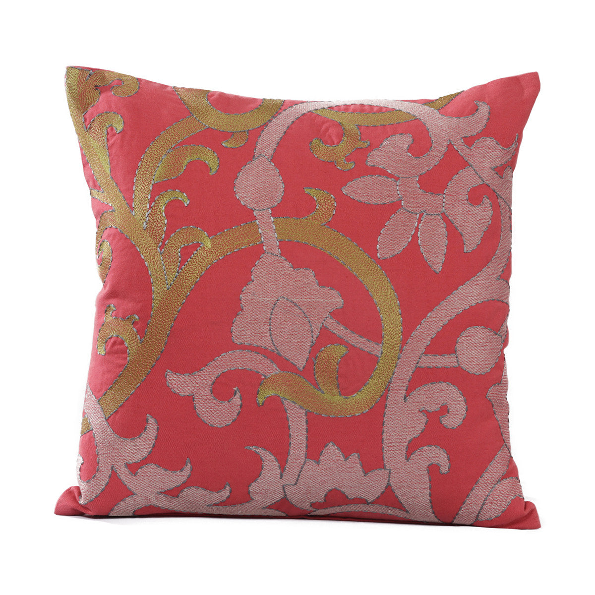 Palmette Scroll Embroidered Cushion Cover