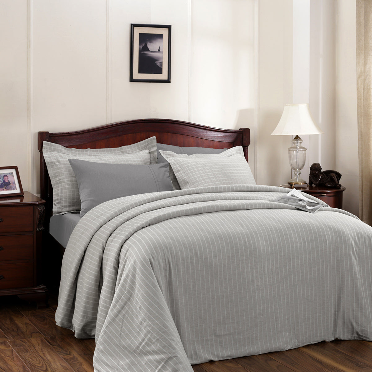 Bliss Reversible Made With Egyptian Cotton Ultra Soft Grey Duvet Cover with Pillow Case