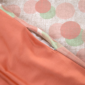Patina Impression Diagonal Horizon Plain &amp; Printed Reversible 100% Cotton Super Soft Peach Duvet Cover with Pillow Case