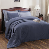 Emmie Reversible Made With Egyptian Cotton Ultra Soft Blue Duvet Cover with Pillow Case
