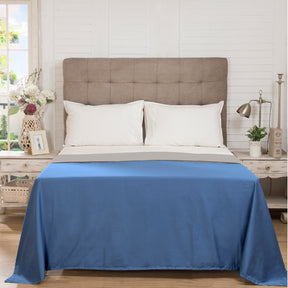 Hannah Percale 100% Cotton Reversible Easy Care Blue Tide/Wild Dove Duvet Cover with Pillow Case