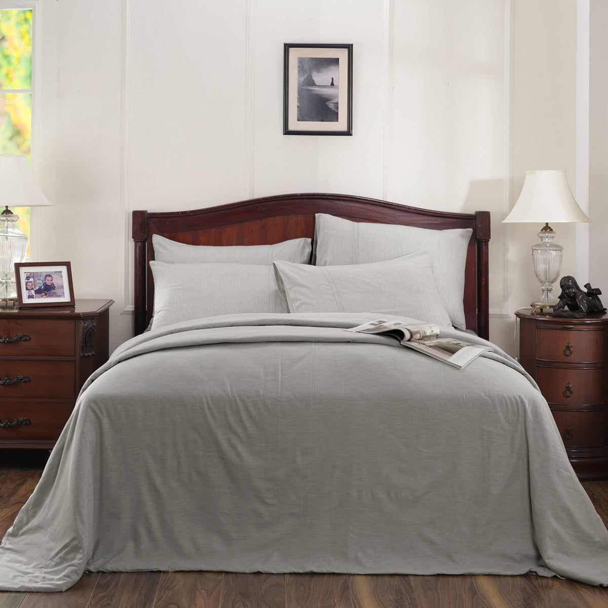 Emmie Reversible Made With Egyptian Cotton Ultra Soft Grey Marble Duvet Cover with Pillow Case