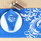 Kaleidoscope Chic Damask Printed Blue 6 Seater Table Runner