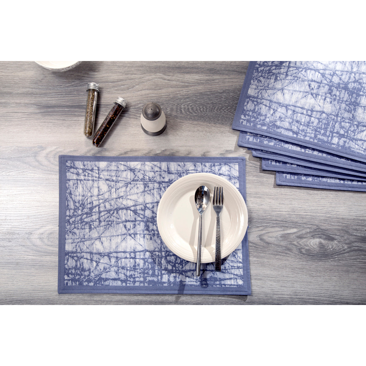 Urbaneer Roland Printed Blue 6PC Placemat Set