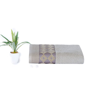 Fretwork Parquet Antimicrobial Antifungal Super Absorbent &amp; Soft Beige Towel