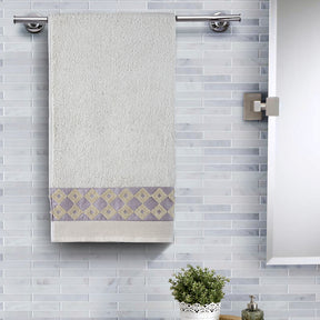 Fretwork Parquet Antimicrobial Antifungal Super Absorbent &amp; Soft Beige Towel