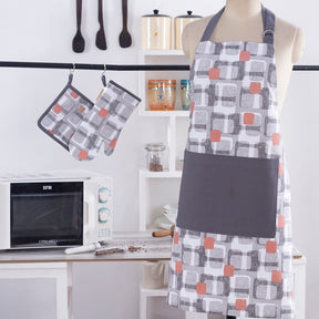 Scandi Block Red/Grey 1 Pc Apron