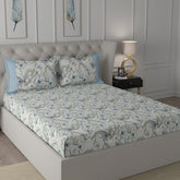 Backyard Patio Valencia Printed 100%Cotton Aqua Bed Sheet with Pillow Covers