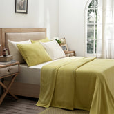 Blaize 100% Cotton Solid Weave Yellow Bed Cover