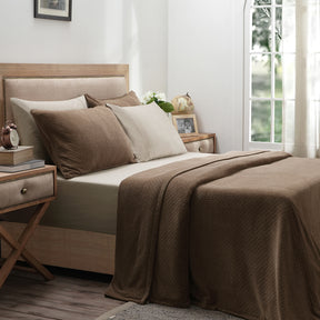 Blaize 100% Cotton Solid Weave Brown Bed Cover