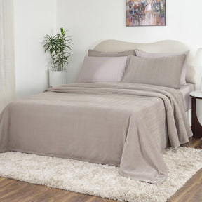 Caroline Woven Herringbone Pattern with Soft Drape Style Neutral Bed Cover/Blanket