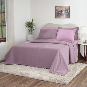 Caroline Woven Herringbone Pattern with Soft Drape Style Purple Bed Cover/Blanket