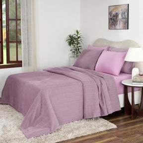 Caroline Woven Herringbone Pattern with Soft Drape Style Purple Bed Cover/Blanket