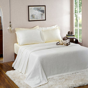 Tranquil Essence Burb Slub Viscose Blend Weaved Off White Bed Cover