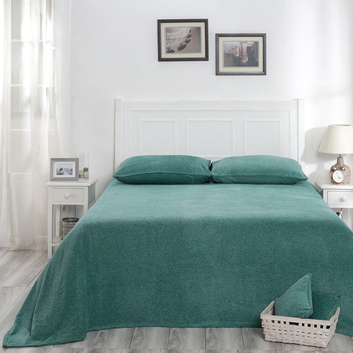 Charlotte Woven Marine Green Bed Cover/Blanket