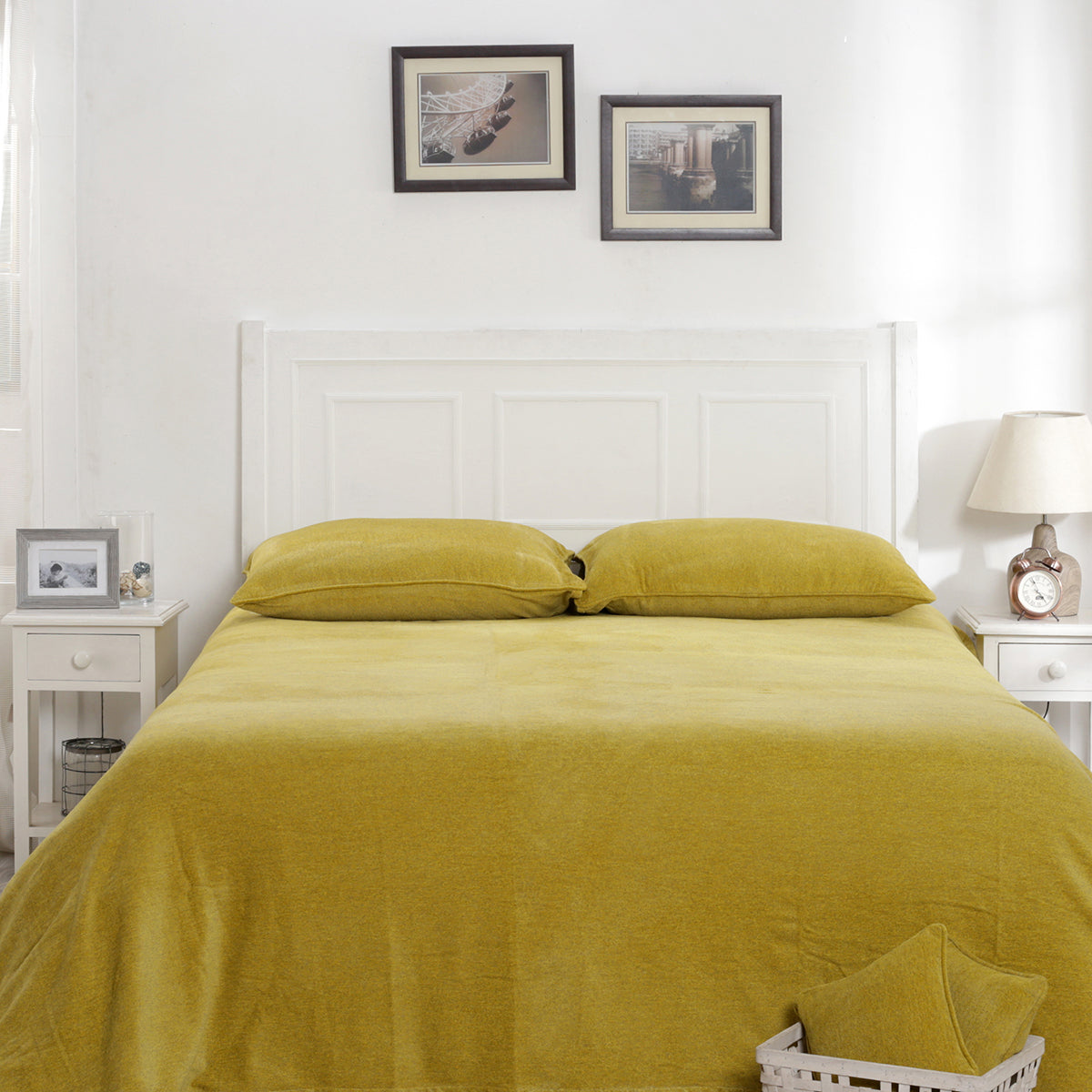 Charlotte Woven Acid Yellow/ Elephant Skin Bed Cover/Blanket