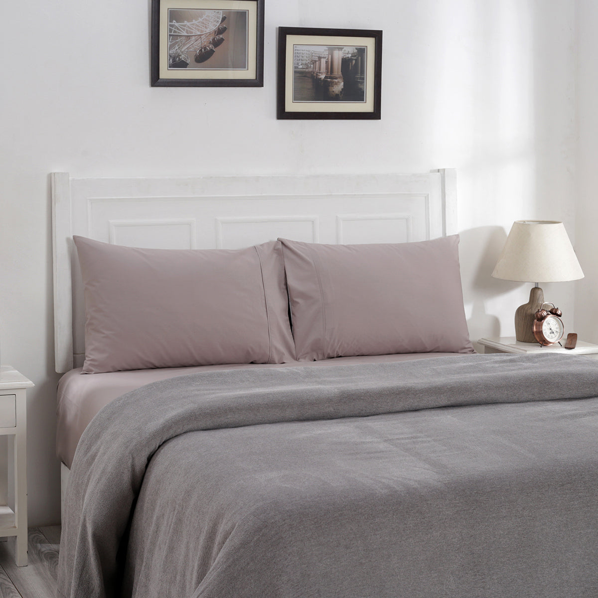 Charlotte Woven Silver/ Elephant Skin Bed Cover/Blanket