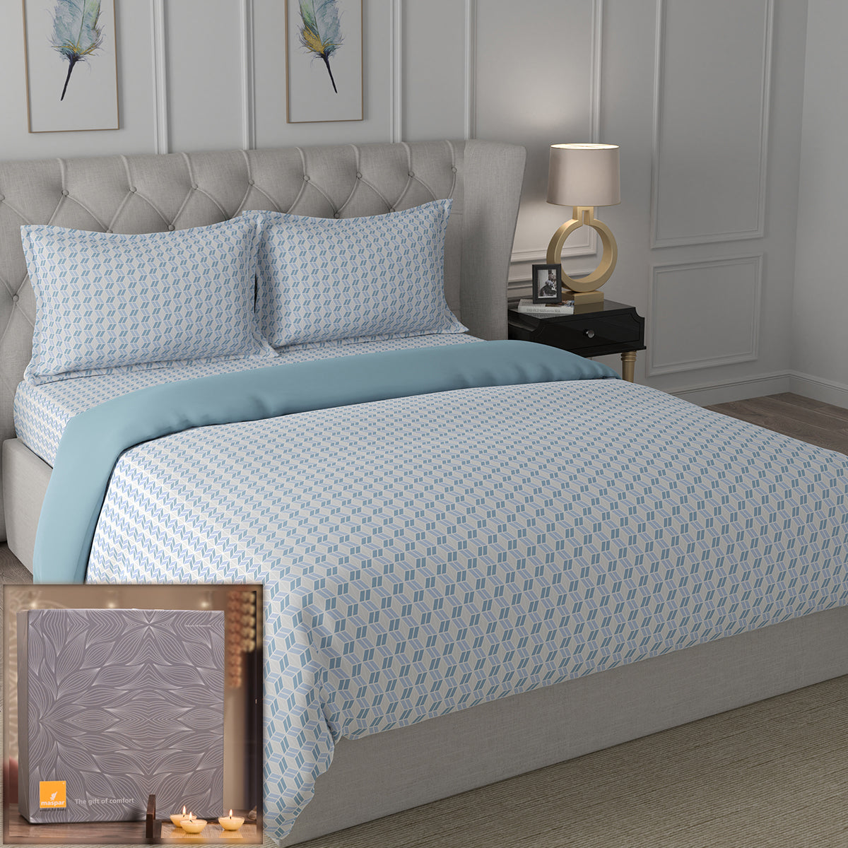 Backyard Patio Morris Blue 5 PC Quilt/Quilted Bed Cover Set
