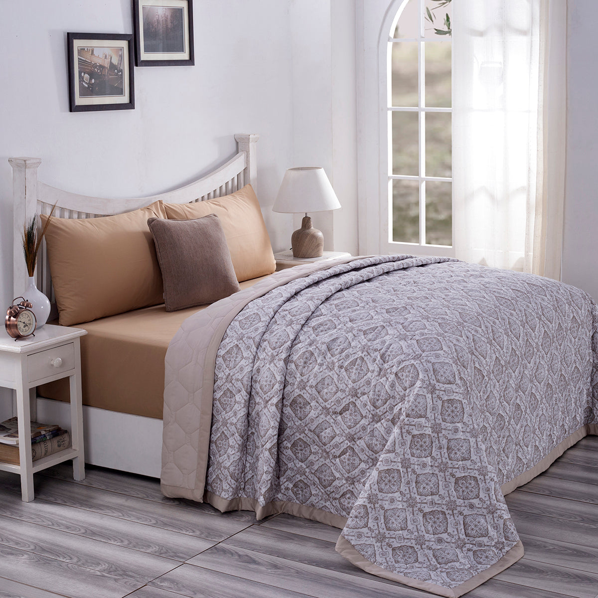 PBS Nomad Scuplt Harold 6PC Quilt/Quilted Bed Cover Set Neutral