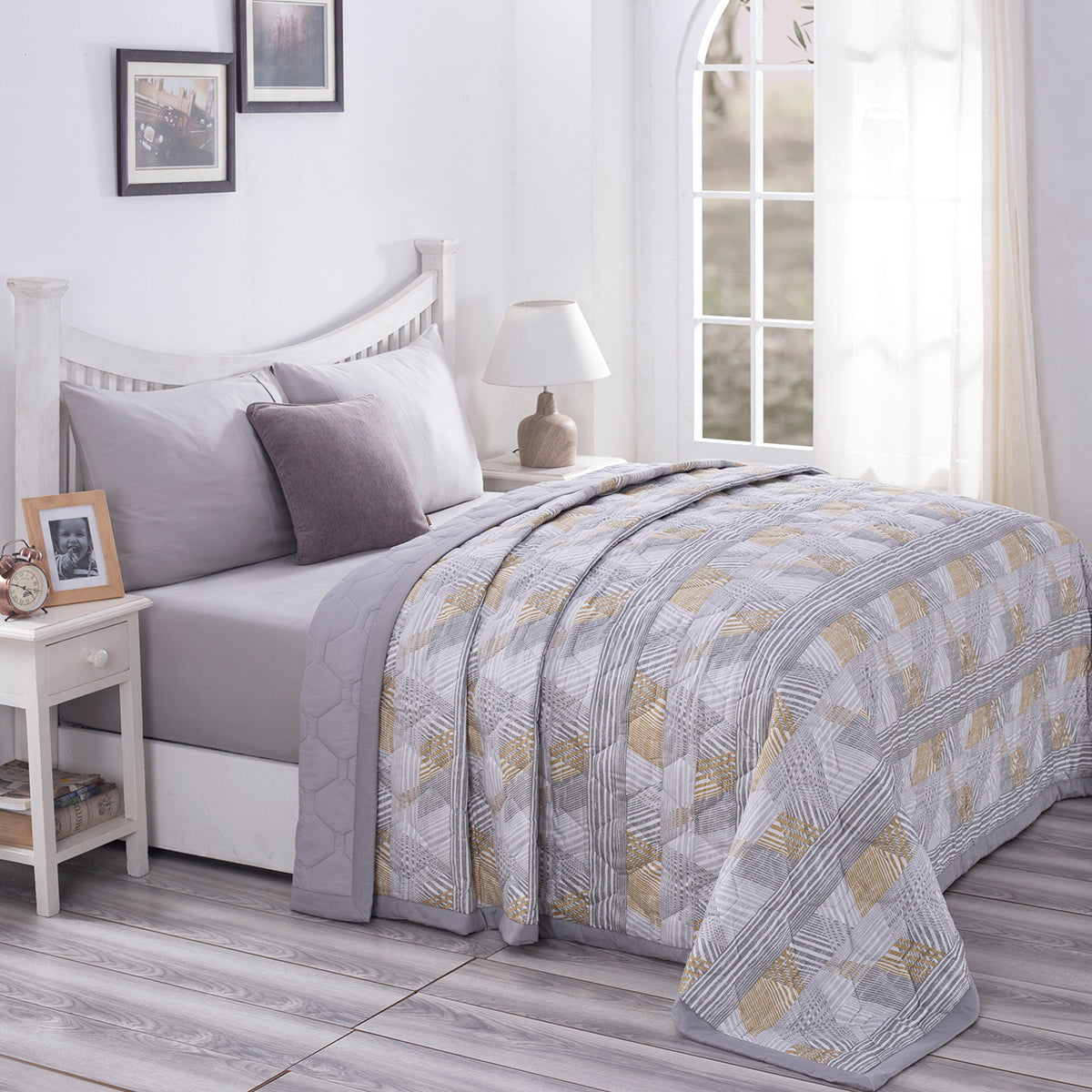 PBS Nomad Scuplt Maximus 6PC Quilt/Quilted Bed Cover Set Neutral