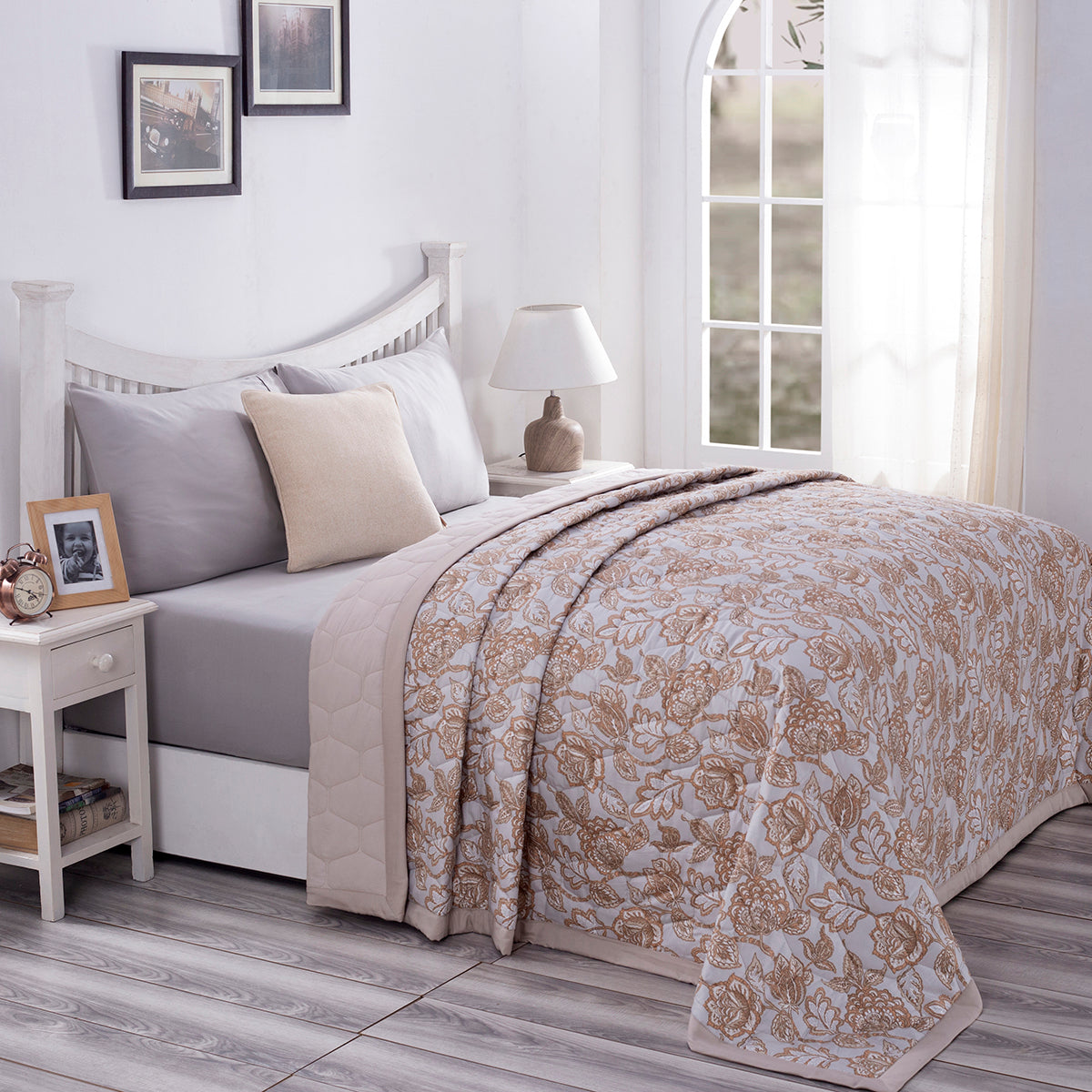 PBS Nomad Scuplt Orlean 6PC Quilt/Quilted Bed Cover Set Neutral