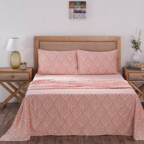 Global Atelier Petal Touch Printed 100% Cotton Peach Soft Bed Sheet