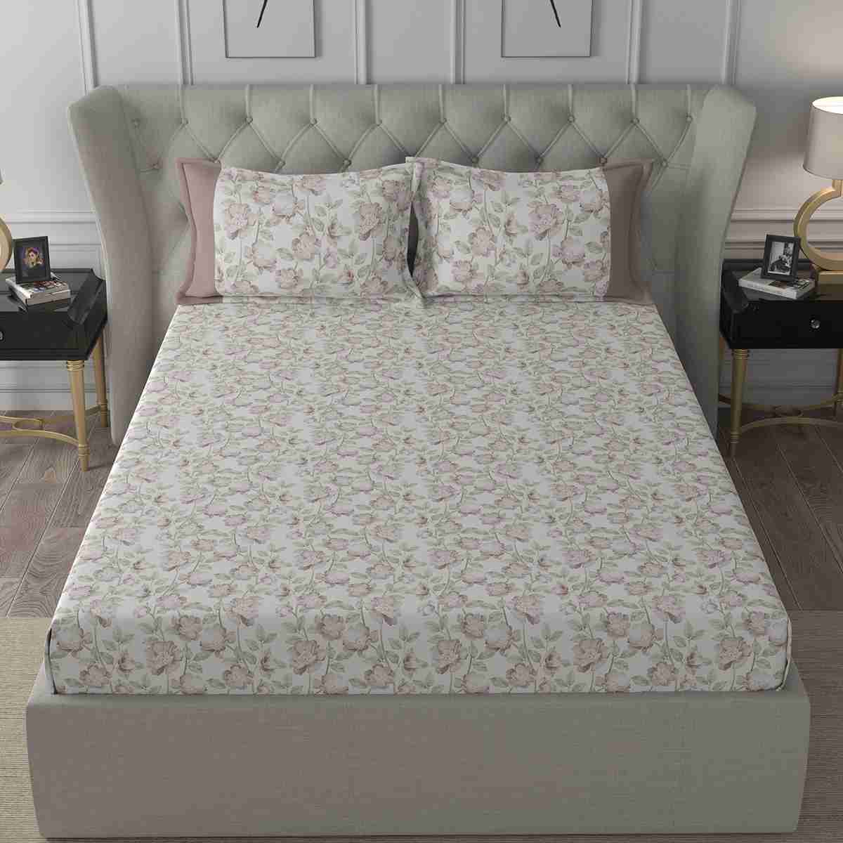 Regency Abigail Printed 210TC 100 %Cotton Neutral Bed Sheet