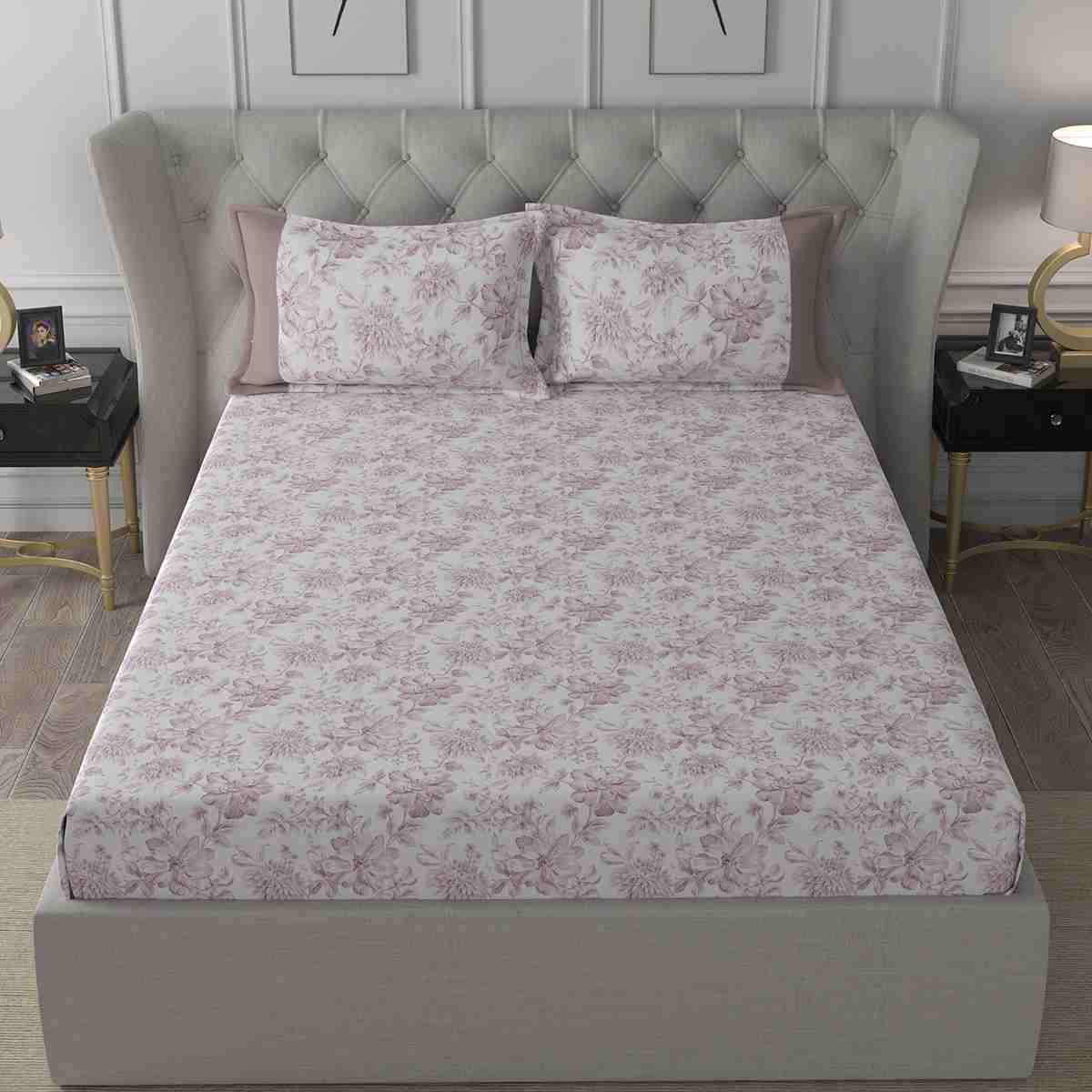 Regency Alicia Printed 210TC 100 %Cotton Pink Bed Sheet