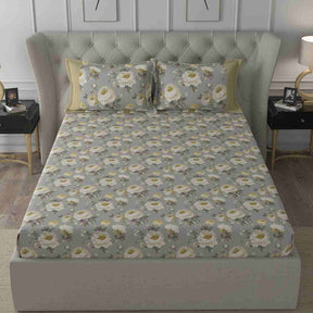 Regency Bouquet Printed 210TC 100 %Cotton Yellow Bed Sheet