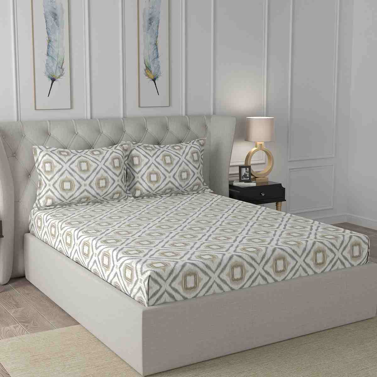 Regency Adley Printed 144TC 100 %Cotton Yellow Bed Sheet