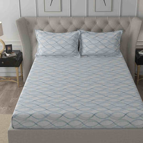 Regency Naple Printed 144TC 100 %Cotton Blue Bed Sheet