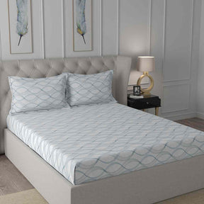 Regency Naple Printed 144TC 100 %Cotton Blue Bed Sheet