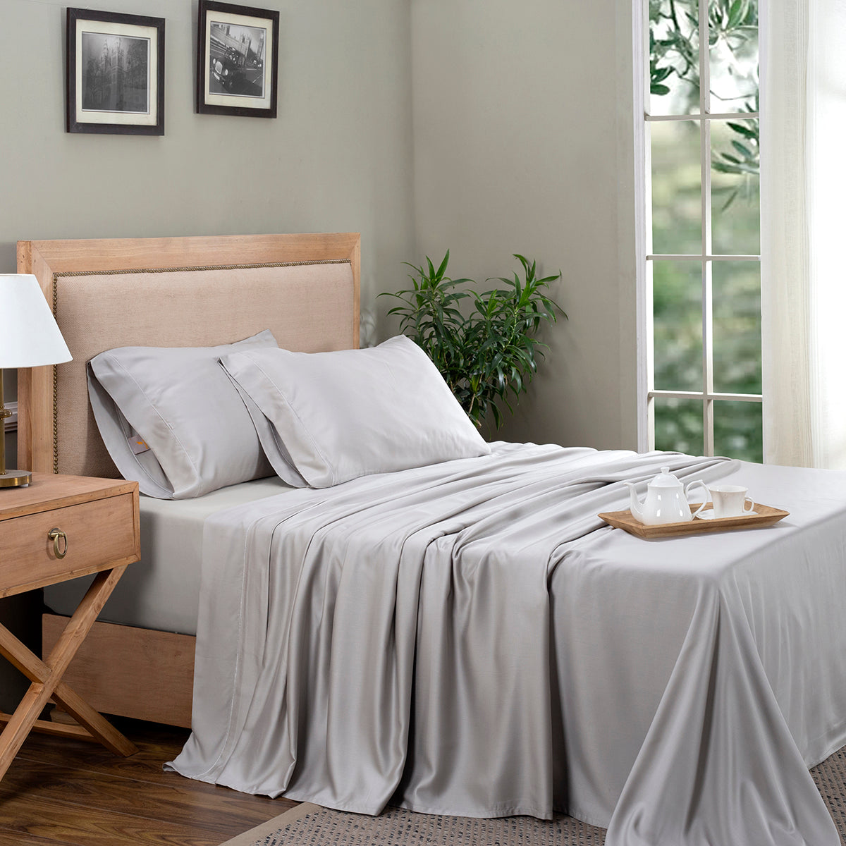 Mellow Grey 100% Excel Fabric Bed Sheet